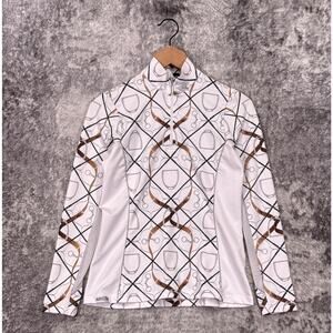 Arista Equestrian Sun Shirt Small Womens White Horsebit 1/4 Zip Pullover Top